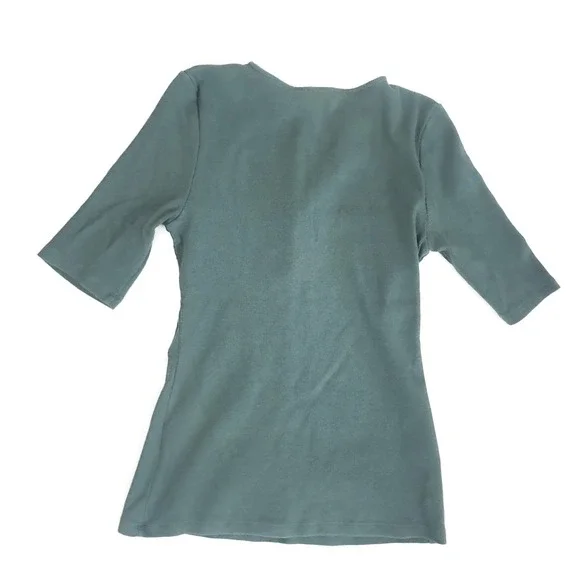 Sezane Theodora Fine Ribbed Organic Cotton Henley Sage - Size M - Picture 7 of 7